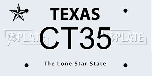 CT35 Texas License Plate
