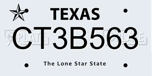 CT3B563 Texas License Plate