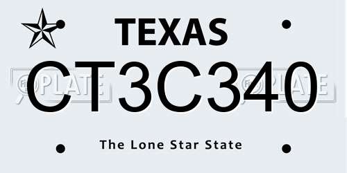 CT3C340 Texas License Plate