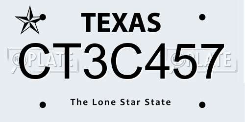 CT3C457 Texas License Plate
