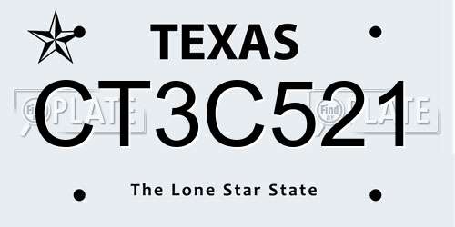 CT3C521 Texas License Plate