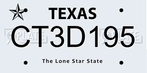 CT3D195 Texas License Plate