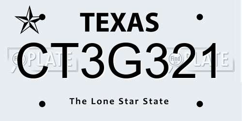 CT3G321 Texas License Plate