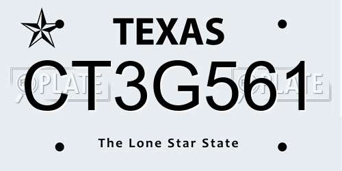 CT3G561 Texas License Plate