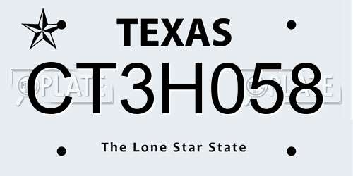 CT3H058 Texas License Plate
