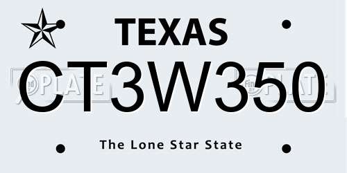 CT3W350 Texas License Plate