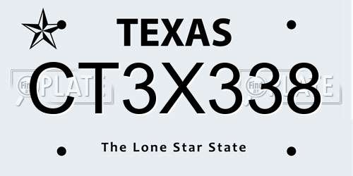 CT3X338 Texas License Plate