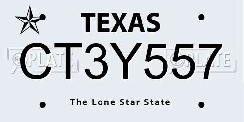 CT3Y557 Texas License Plate