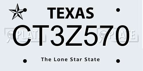 CT3Z570 Texas License Plate