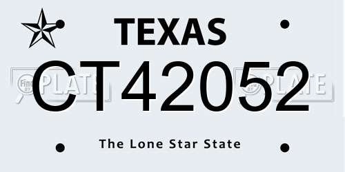 CT42052 Texas License Plate