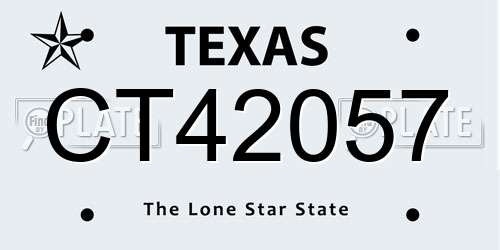 CT42057 Texas License Plate