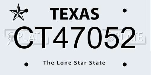 CT47052 Texas License Plate