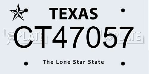 CT47057 Texas License Plate