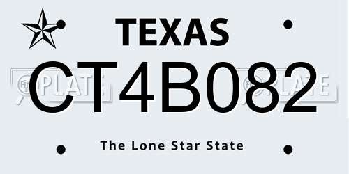 CT4B082 Texas License Plate