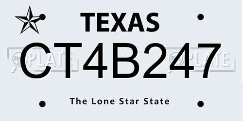 CT4B247 Texas License Plate