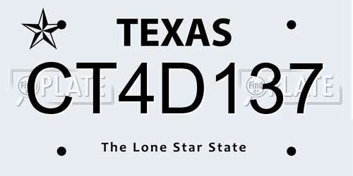 CT4D137 Texas License Plate