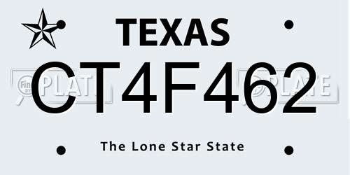 CT4F462 Texas License Plate