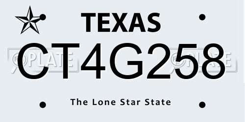 CT4G258 Texas License Plate