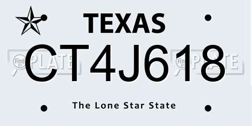 CT4J618 Texas License Plate