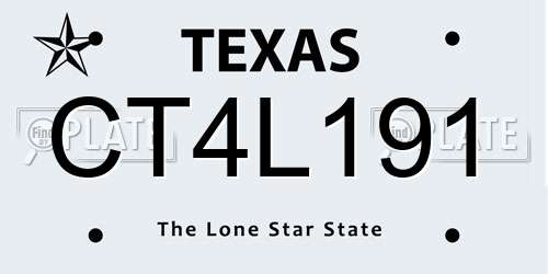 CT4L191 Texas License Plate
