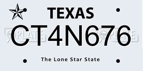 CT4N676 Texas License Plate