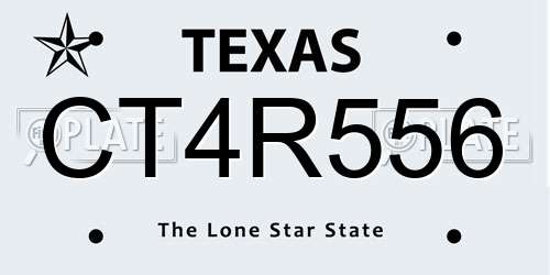 CT4R556 Texas License Plate