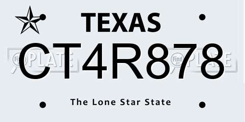 CT4R878 Texas License Plate