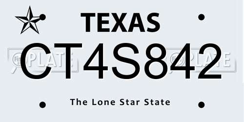 CT4S842 Texas License Plate