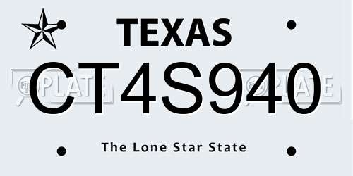 CT4S940 Texas License Plate