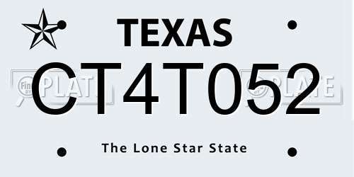 CT4T052 Texas License Plate