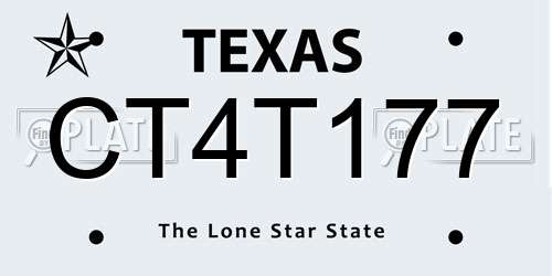 CT4T177 Texas License Plate