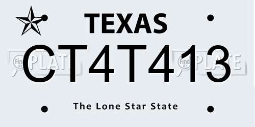 CT4T413 Texas License Plate