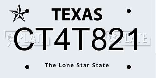 CT4T821 Texas License Plate