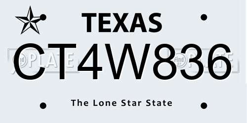 CT4W836 Texas License Plate