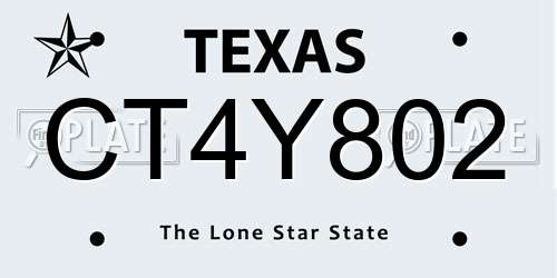 CT4Y802 Texas License Plate