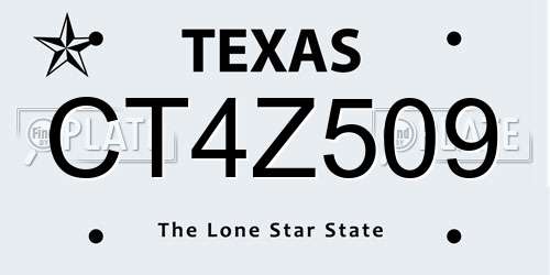 CT4Z509 Texas License Plate