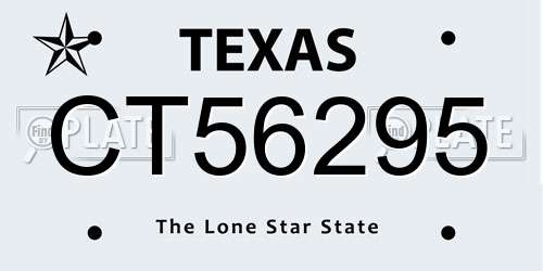 CT56295 Texas License Plate