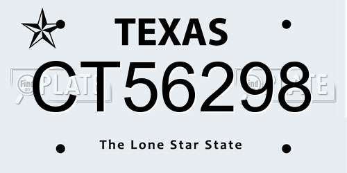 CT56298 Texas License Plate