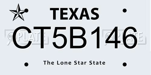 CT5B146 Texas License Plate