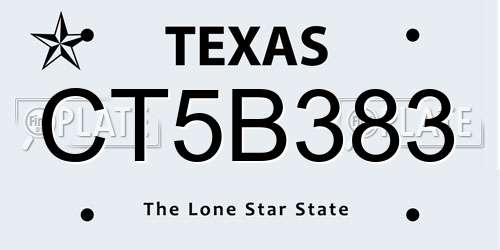 CT5B383 Texas License Plate