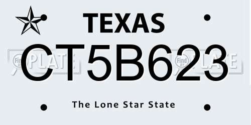 CT5B623 Texas License Plate