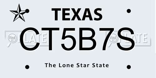 CT5B7S Texas License Plate