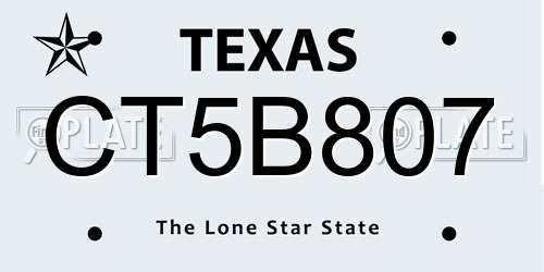 CT5B807 Texas License Plate