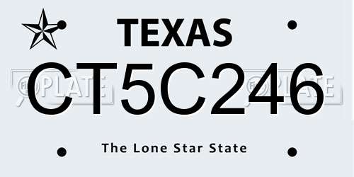 CT5C246 Texas License Plate