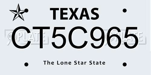 CT5C965 Texas License Plate