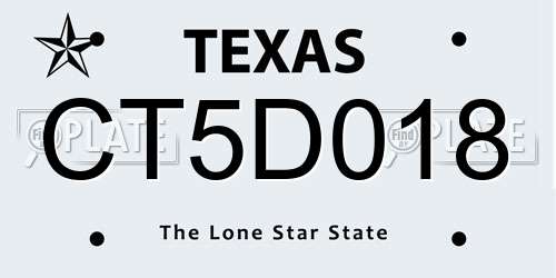 CT5D018 Texas License Plate
