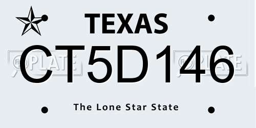 CT5D146 Texas License Plate