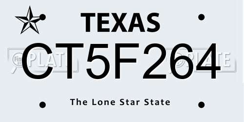 CT5F264 Texas License Plate