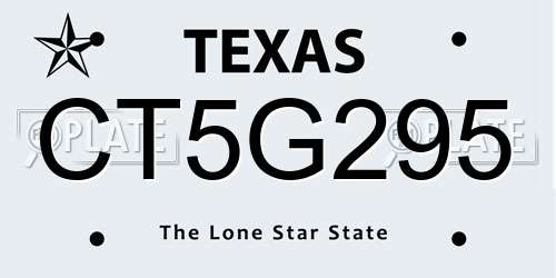 CT5G295 Texas License Plate
