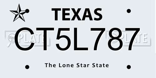 CT5L787 Texas License Plate